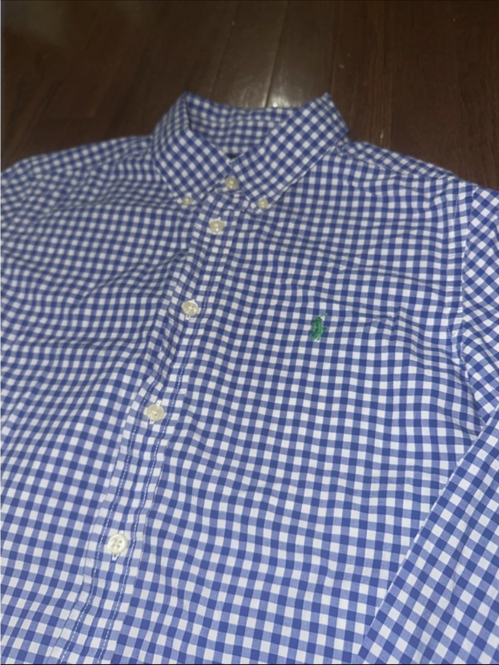 Boys Ralph Lauren Royal Blue Gingham Button-Up Size Large (14-16)